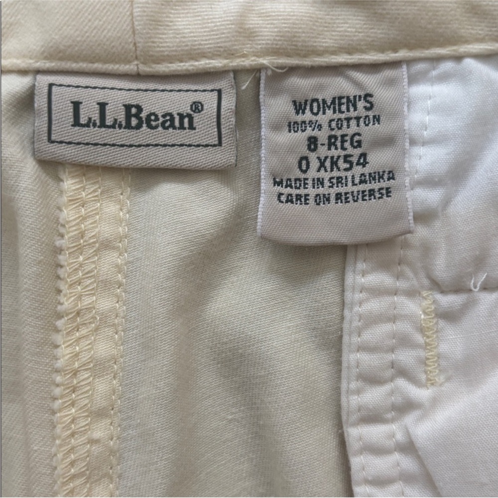 LL Bean Women's Vacation Flowy Cream Yellow Breathable 100% Cotton Pants Pockets - Picture 2 of 3